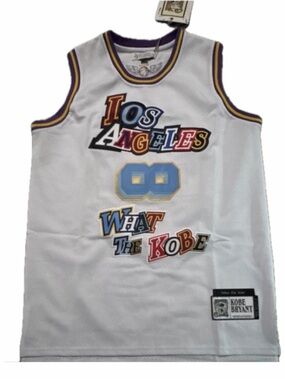 Men’s White Kobe “What The” Los Angeles Basketball Jersey Top